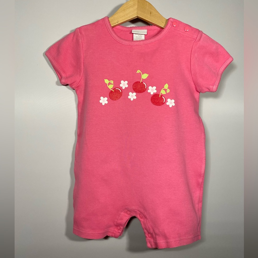 Sears Baby Girls Pink Cherry Print Romper 24 M